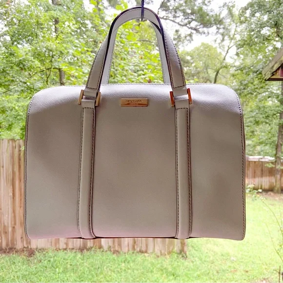 Kate Spade Light Smoke Gray Leather Structured Newbury Lane Satchel NWT - Picture 6 of 17
